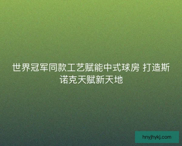 世界冠军同款工艺赋能中式球房 打造斯诺克天赋新天地